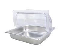 Recipiente de acero inoxidable de grado comercial para exhibición de alimentos, elegante tapa transparente, bandeja para bufés para hoteles, catering, eventos, PC, cubierta de acero inoxidable