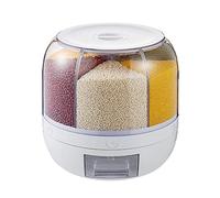 Recipiente de Almacenamiento de Arroz y Granos de 6 Rejillas, Dispensador de Comida Seca de Cereales Giratorio 360° Latas de Granos Selladas, Cubo de Arroz para Alubias de Cocina (10 kg)