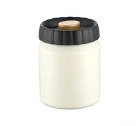Recipiente de almacenamiento de café al vacío de 330 ml, hecho de acero inoxidable 304 con boca ancha y sistema de extracción de aire simple de una sola presión (beige)