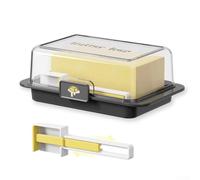 Recipiente de almacenamiento de mantequilla con cierre hermético y tapa para encimeras y estantes de puerta de refrigerador, apto para microondas y lavavajillas, compatible con todos los tamaños de