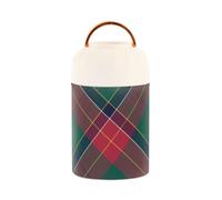 Recipiente de almuerzo caliente aislado al vacío de acero inoxidable con patrón navideño rojo y verde con cuchara para pepinillos para niños, 17 onzas