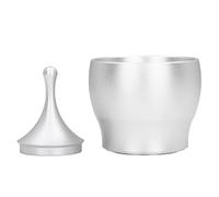 Recipiente de aluminio para polvo de café con taza dosificadora, taza dosificadora de café con tapa para evitar que el polvo vuelva a levantarse, recogedor de polvo desmontable de (Plata)