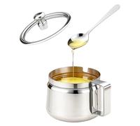 Recipiente de azúcar para barra de café, 500 ml, de acero inoxidable, recipiente de almacenamiento para ghee, olla con tapa y cuchara, para la cocina, para té, azúcar, sal, especias y para