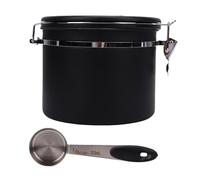 Recipiente de café de Acero Inoxidable Hermético de 2,5 L, Recipiente de Almacenamiento de Alimentos de Cocina con Cuchara para café Molido, té en Grano (Negro)