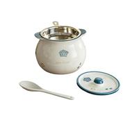 Recipiente de cerámica for grasa con tapa y cuchara, estilo chino, resistente a altas temperaturas, for cocina, tamaño pequeño.("Filter" Binaural 700ml)