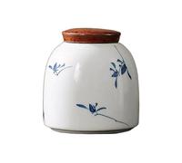 Recipiente de cerámica para té Bote de té mariposa y orquídea pintado a mano, almacén cerámica, tarro sellado chino for el hogar, almacenamiento pequeño Recipientes para alimentos para la cocina