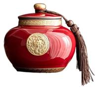 Recipiente de cerámica vintage for té, caja de té, almacenamiento de cocina, bote de porcelana for té suelto Recipientes de almacenamiento de té de cerámica de estilo chino vintage con patrón dorado y