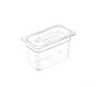 Recipiente de cocción lenta a baja temperatura diseñado para uso al vacío, con mango ergonómico, tapa hermética y escala de medición transparente para monitoreo del nivel de agua (6 L)