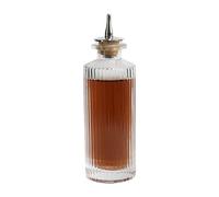 Recipiente de cristal de 90 ml con tapa dorada y rayas, ideal para exhibir licores de alta calidad