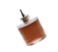 Recipiente de cristal de 90 ml con tapa dorada y rayas, ideal para exhibir licores de alta calidad