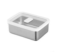 Recipiente de fermentación de masa de acero inoxidable, 20 x 13 x 5 cm, cierre hermético con anillo de silicona, tapa transparente para un fácil control, base cóncava-convexa antiadherente (400 ml)