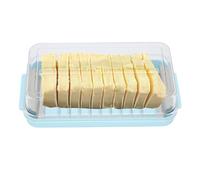 Recipiente de Mantequilla, 7.5x4.1x1.6in Contenedor De Cortador De Mantequilla 2 En 1 Con Tapa Transparente Almacenamiento De Platos De Mantequilla Caja De Almacenamiento De Queso(Blue)