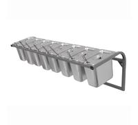 Recipiente de pizza de acero inoxidable de gran capacidad, montado en la pared con tapa y cuchara, mesa de servicio de alimentos de 8 rejillas, 15 cm de altura, perfecto para restaurantes y servicios