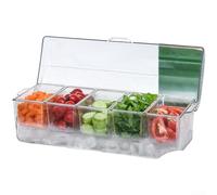 Recipiente de plástico con 5 compartimentos para ensaladas frescas con tapa transparente y secciones extraíbles para un mantenimiento sencillo (B)