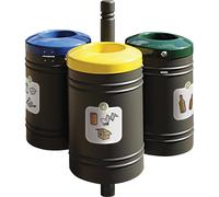 Recipiente de residuos para exteriores GUSTAVIA PROCITY, capacidad 3 x 40 l, con juego de adhesivos