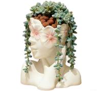 Recipiente de resina para plantas pequeñas, diseñado para estante de escritorio o mesa para uso en la oficina en casa (B)