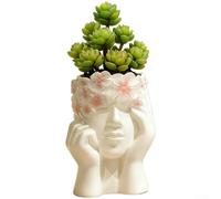 Recipiente de resina para plantas pequeñas, diseñado para estante de escritorio o mesa para uso en la oficina en casa (C)