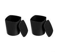 Recipiente de silicona resistente a fugas con tapa, hecho para necesidades de aperitivos de freidora de aire, forma compacta que se adapta a la mayoría de cestas, para comer en movimiento (negro)