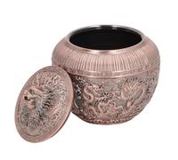 Recipiente de té de Aleación Vintage, Recipiente de té Pequeño de Cocina Almacenamiento de té de Hojas Sueltas Contenedores de té Caja de Lata Redonda para Almacenar (Cobre Rojo