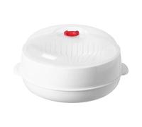 Recipiente de vapor para microondas con base ventilada, cubiertas transparentes para bollos, albóndigas, herramienta de cocina, bandejas apilables para cocinar al vapor