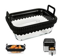 Recipiente de Vidrio para Freidora de Aire, Recipientes Air Fryer Compatibles con Ninja AF400EU DZ400EU AF500EU, Molde de Horno con Borde de Silicona para Cosori y Philips