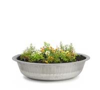 Recipiente de zinc redondo para flores y decoración de jardín, gran cubo de metal de 50 cm para exteriores, cuenco de zinc como fuente solar o jardinera para exteriores