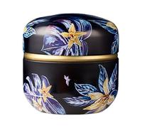 Recipiente decorativo pequeño de metal de estaño para té, café, caramelos, tarro sellado de hojalata con tapa y patrón elegante, lata de té de metal decorativa para el hogar