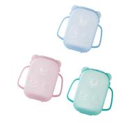Recipiente exprimible para puré de frutas para bebé, oso de dibujos animados, con diseño ergonómico para un agarre y alimentación cómodos, bolsa de fruta a prueba de apretar