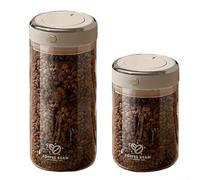 Recipiente hermético para café al vacío de 1700 ml, tarro de almacenamiento de cocina de vidrio con válvula de liberación de presión y fecha para granos de café, molidos, té, nueces, blanco (1,700 ml)