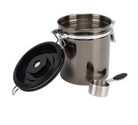 Recipiente hermético para café, recipiente de café de acero inoxidable con cuchara para té, nueces, harina, avena, tabaco (Negro (chapado en agua) 1,5 L)