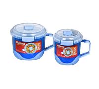 Recipiente para alimentos Sistema Heatables apto para microondas 100% a prueba de fugas, con válvulas de fácil apertura, apto para lavavajillas, taza para sopa de 660 ml y bol para fideos de 1,15 l.