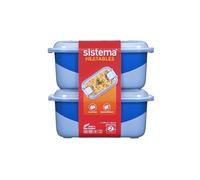 Recipiente para alimentos Sistema Heatables para microondas 100% a prueba de fugas, con válvulas de fácil apertura, apto para lavavajillas, 890 ml, rectangular, color lazuli, paquete de 2