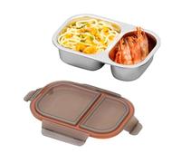 Recipiente para almuerzo de acero inoxidable - Recipiente a prueba de fugas apto para lavavajillas de 20,7 x 13,9 x 6 cm | Contenedor de alimentos aislado de acero inoxidable, para frutas, verduras