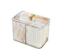 Recipiente para bastoncillos de algodón acrílico con 3 compartimentos, recipiente con tapa de bambú, dispensador de bastoncillos de algodón acrílico transparente para bastoncillos de algodón, palillos