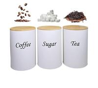 Recipiente para café, 3 piezas, hermético, recipiente para almacenamiento de alimentos, recipiente de azúcar para barra de café, para caramelos, avena, harina, leche en polvo, sal, encimera, mostrador