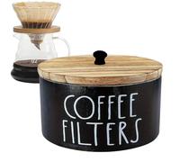 Recipiente para filtro de café - Lata de almacenamiento de madera estilo rústico con tapa - Almacenamiento para soporte de filtro de café | Para servir, caldo, verter, gotas, viajar y