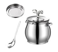 Recipiente para grasas, olla de acero para grasa con colador y espátula, tarro conservador para cocina | Para cocinar, freír, preparar comidas, despensa cocina, estufa, horno y