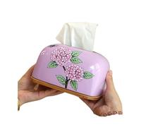 Recipiente para pañuelos de Papel Soporte de Cubierta Caja pañuelos con Base Madera, servilletas, faciales, decoración Floral for el hogar Imprescindibles para la habitación de Invitados(B)