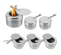 Recipiente para Pasta de Combustión 6 Piezas, Quemadores de Acero Inoxidable con Tapa, Seguro y Duradero para Fondue, Camping, Pescado a la Parrilla, Soporte de Combustible con Regulador de Llama