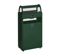 VAR Recipiente para residuos con cenicero, capacidad 60 l, A x H x P 480 x 960 x 250 mm, verde RAL 6005