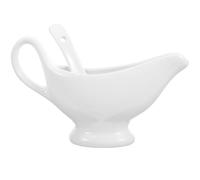 Recipiente para Salsa de Cerámica de Color Claro 175ml con Cuchara | Diseño Antidesbordamiento, Evita Derrames y Goteos, para Cenas de Negocios y Servir con Facilidad