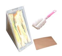 Recipiente Para Sándwich De 1 Pieza, Cepillo De Limpieza De 1 Pieza, Papel Absorbente De 10 Piezas, Caja De Sándwich Lavable Para Desayuno, Recipiente Para Sándwich Reutilizable Portátil