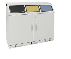 Recipiente para separar materiales con pedal, acero capacidad 3 x 70 l
