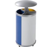 Recipiente para separar materiales, redondo VAR, capacidad 3 x 30 l, H x Ø 950 x 420 mm, con tejadillo