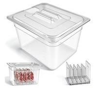 Recipiente para Sous Vide, 11L Recipiente para Sous Vide con Tapa y Rejilla para Circulador Inmersión 32,5 x 26,5 x 20 cm Recipientes Transparente Multifuncional para Cocinar Pescado y Carne