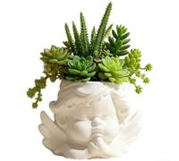 Recipiente para suculentas de ángel de estilo nórdico, maceta sintética de resina orgánica blanca, soporte decorativo para flores falsas para el hogar, escritorio, estante de oficina, mesa
