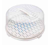 BranQ Home essential Tartera redonda con tapa alta, asa de transporte práctica y enfriamiento, plástico (PP), sin BPA, color crema/transparente, 334 x 156 mm