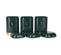 Recipiente para té, café y azúcar KitchenCraft, verde y dorado, 11,5 x 11,5 x 19,5 cm