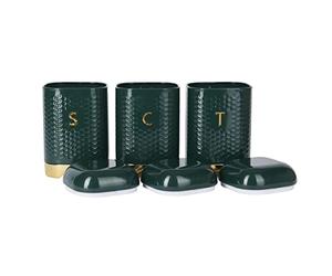 Recipiente para té, café y azúcar KitchenCraft, verde y dorado, 11,5 x 11,5 x 19,5 cm