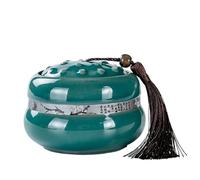 Recipiente para té Ceramic Sealed Tea Canister With Lid Home Coffee Storage Jar For, Sugar, Spice, Nuts Almacenamiento de té(Green)